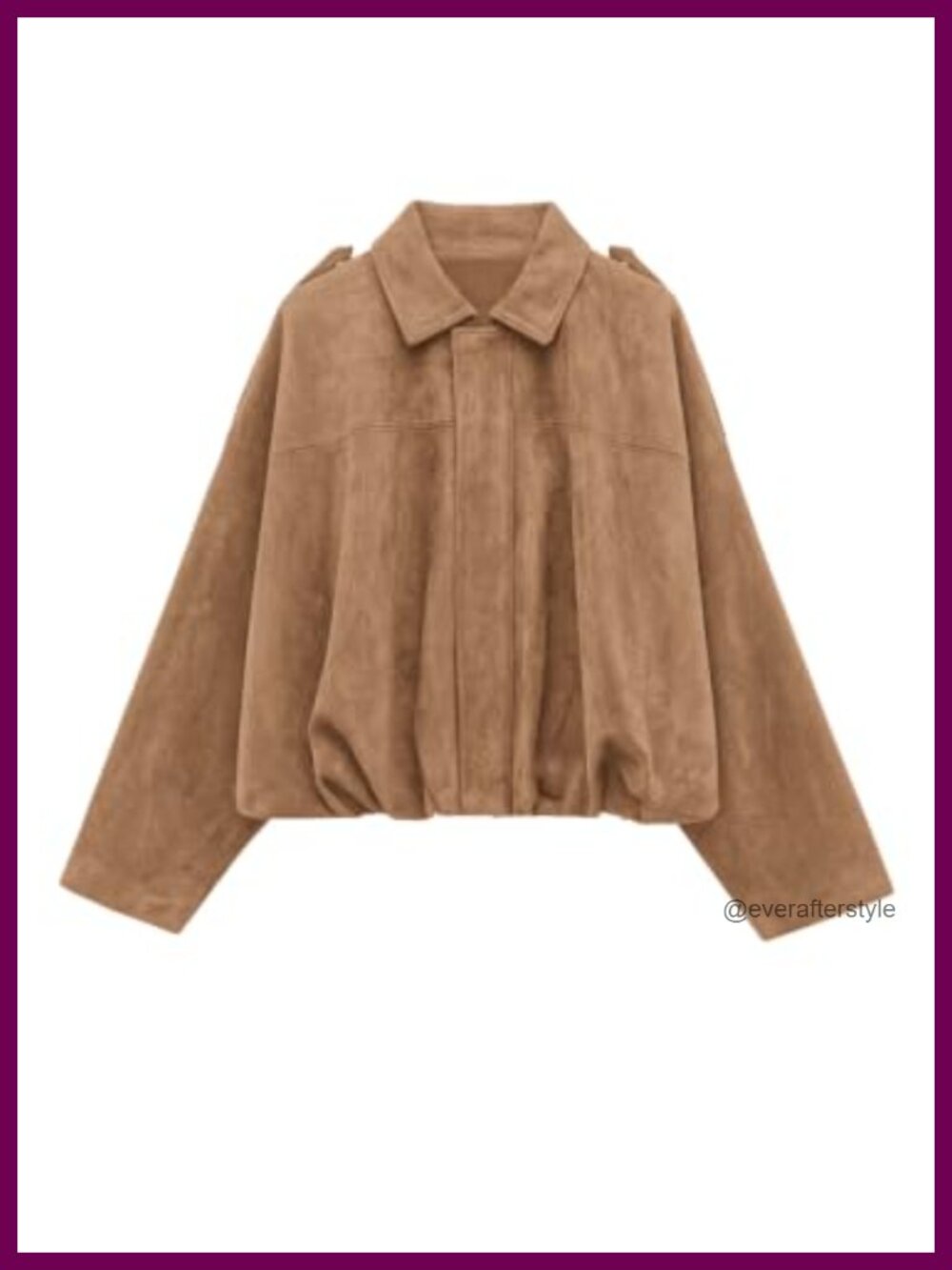 Faux Suede Cropped Bomber Jacket for Women Oversized Lapel Collar Long Batwing